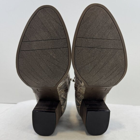 Very G Womens Size 11 Tan Snakeskin Hijack Ankle Booties Zip High Block Heels - Picture 6 of 16